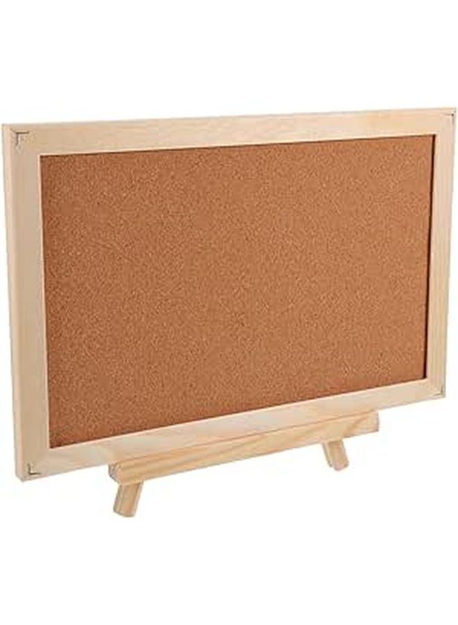 Double Sided Cork Bulletin Board Framed Pine Wood For Home Office Classroom - Image 1