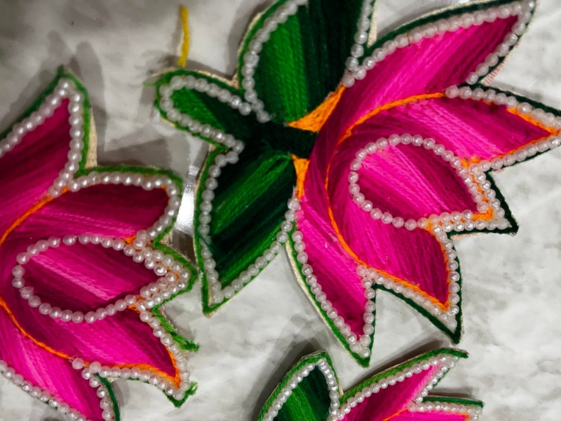 Sellplus Woolen Lotus & Flower Design booti Pack of 10 for Decoration & Festive DIY Art & Craft Work (Design 1) - Image 4