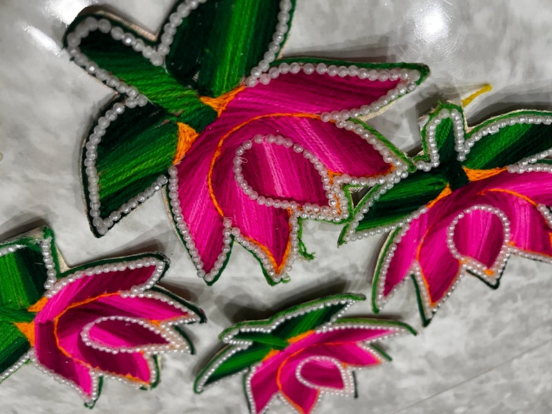 Sellplus Woolen Lotus & Flower Design booti Pack of 10 for Decoration & Festive DIY Art & Craft Work (Design 1) - Image 5