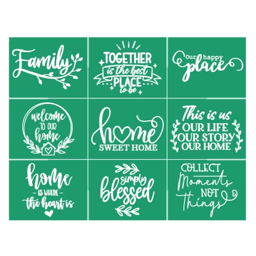 JAJADO Self Adhesive Silk Screen Stencils Farmhouse Family Welcome Home Screen Print Mesh Stencils Reusable for Painting on Wood SignPorch SignTShirtCupMugGlass - Image 1
