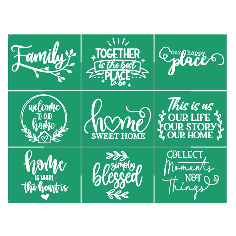 JAJADO Self Adhesive Silk Screen Stencils Farmhouse Family Welcome Home Screen Print Mesh Stencils Reusable for Painting on Wood SignPorch SignTShirtCupMugGlass - Image 3
