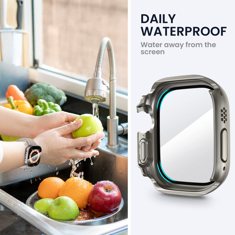 Tensea for Waterproof Apple Watch Screen Protector Case Ultra 3/Ultra 2/Ultra 49mm Accessories, iWatch Protective Face Cover with Tempered Glass Film Women Men, Bumper Case for iPhone Watch 49 mm - Image 4