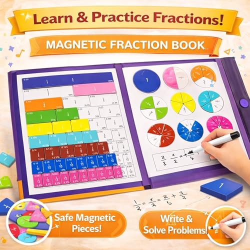 RITHVI STORE Magnetic Fraction Book Learning Toys for Kids, Arithmetic Teaching Montessori Toys, Brain Development Circles Educational Games, Wooden Book Set, Birthday Gifts for Boys and Girls - Image 3