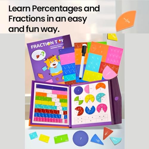 RITHVI STORE Magnetic Fraction Book Learning Toys for Kids, Arithmetic Teaching Montessori Toys, Brain Development Circles Educational Games, Wooden Book Set, Birthday Gifts for Boys and Girls - Image 5