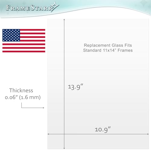 FrameStarr - 11x14 Heat Strengthened Glass - Crystal Clear - Shatterproof & Scratch Proof Picture Frame Replacement Glass - Semi Tempered Cover Sheet - Image 2