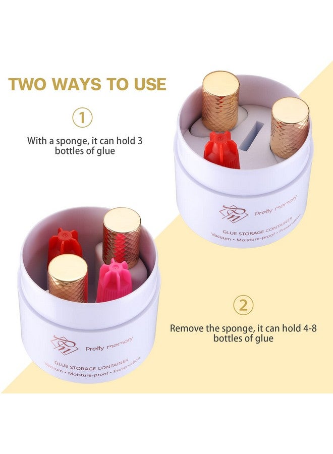 Pretty memory Glue Storage Container Tank Eyelash Extensions Adhesive Jar Stand Sealed Lash Extension Supplies White - Image 3