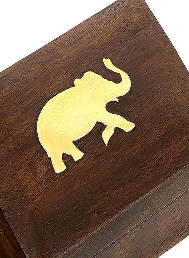 DECTEMS Handcrafted Wooden Jewellery Box - 4x3 Inch Decorative Elephant Inlay Storage Organizer Unique Treasure Chest Holder and Gift Item for Women - Image 2