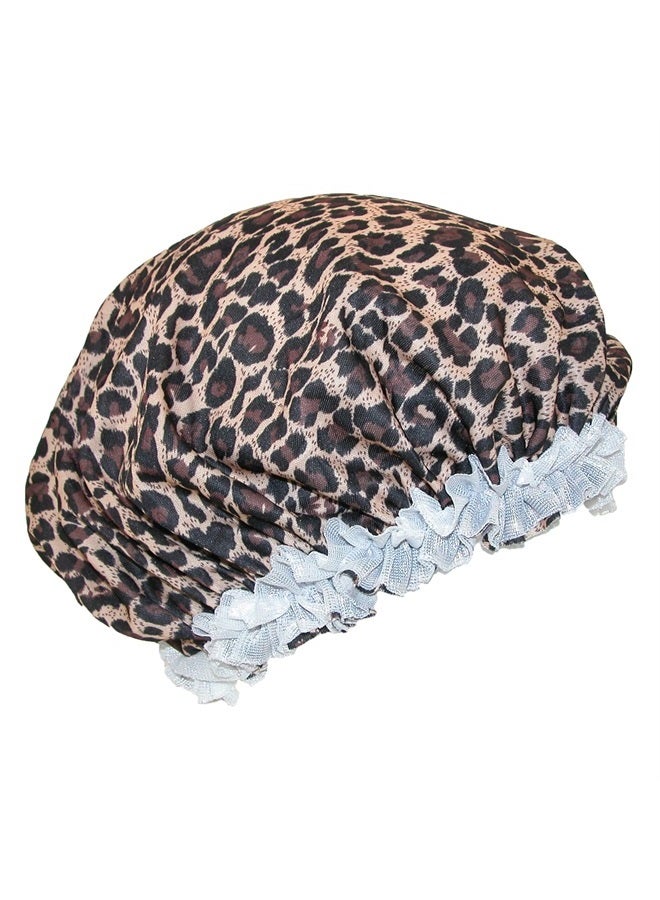 ® Women's Satin Leopard Hair Roller Sleep Cap Cover, Leopard