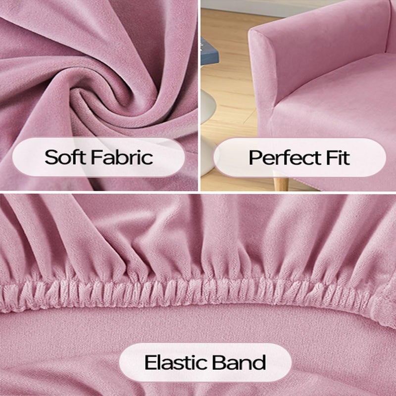 SONNACH Stretch Chair Covers with Arms 1-Piece Banquet Armchair Slipcover Velvet Mid Century Modern Armchair Slipcover Anti-Slip Furniture Protector for Living Room Friendly for Kids Pets (Pink) - Image 5