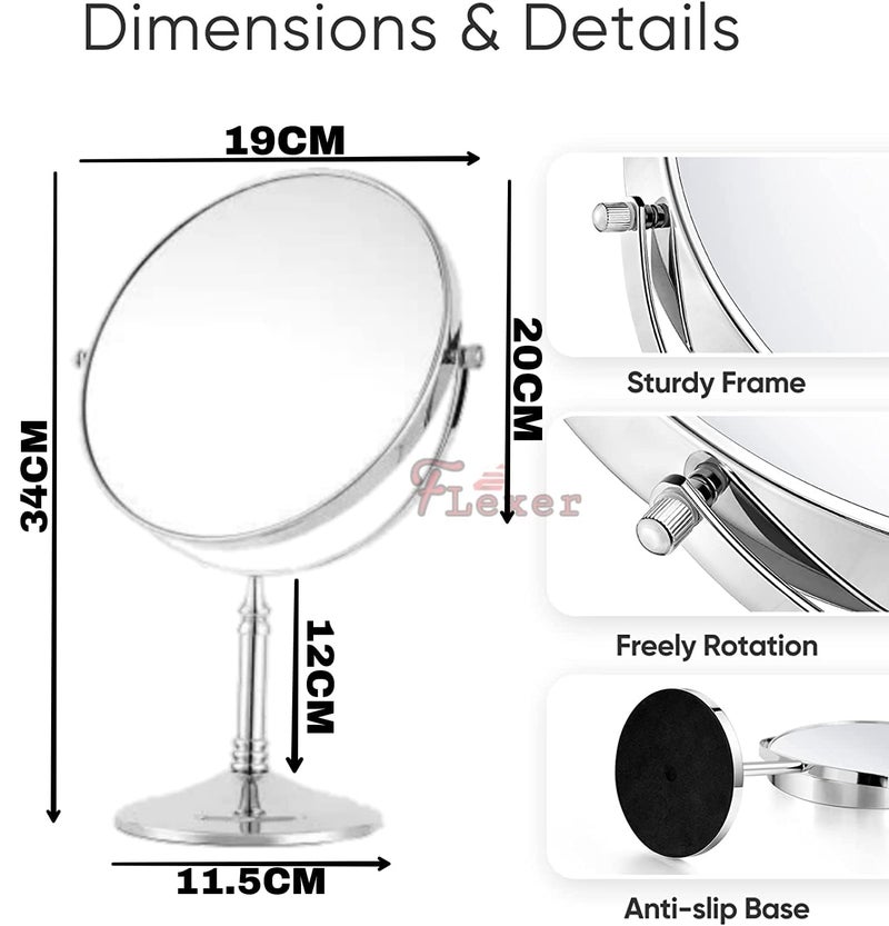 GOPAD Makeup Mirror Magnifying Mirror Makeup Double Side Magnification Tabletop Vanity Hand Mirrors Stand for BathroomHotelBed RoomDressing Room 5X and 1x 34 x 19 CmPlastic Frame - Image 2
