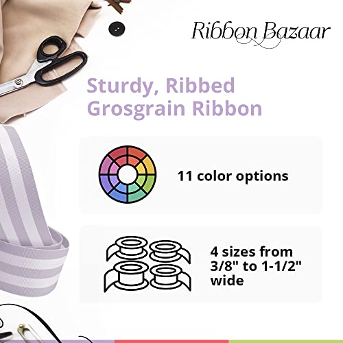 Ribbon Bazaar Mono Striped Grosgrain Ribbon Woven Ribbed Texture - 100% Polyester Ribbon for Gift Wrapping, Home Decor, Bouquets, Cake Decorating & More - 7/8 inch Black 20 Yards - Image 2