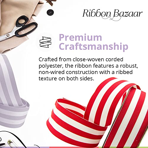 Ribbon Bazaar Mono Striped Grosgrain Ribbon Woven Ribbed Texture - 100% Polyester Ribbon for Gift Wrapping, Home Decor, Bouquets, Cake Decorating & More - 7/8 inch Black 20 Yards - Image 4