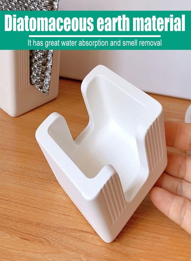 DONGKER Diatomite Sponge Holder,Quick Dry Kitchen Sink Sponge Organizer Unique Stripe Design for Kitchen Sink Bathroom - Image 2