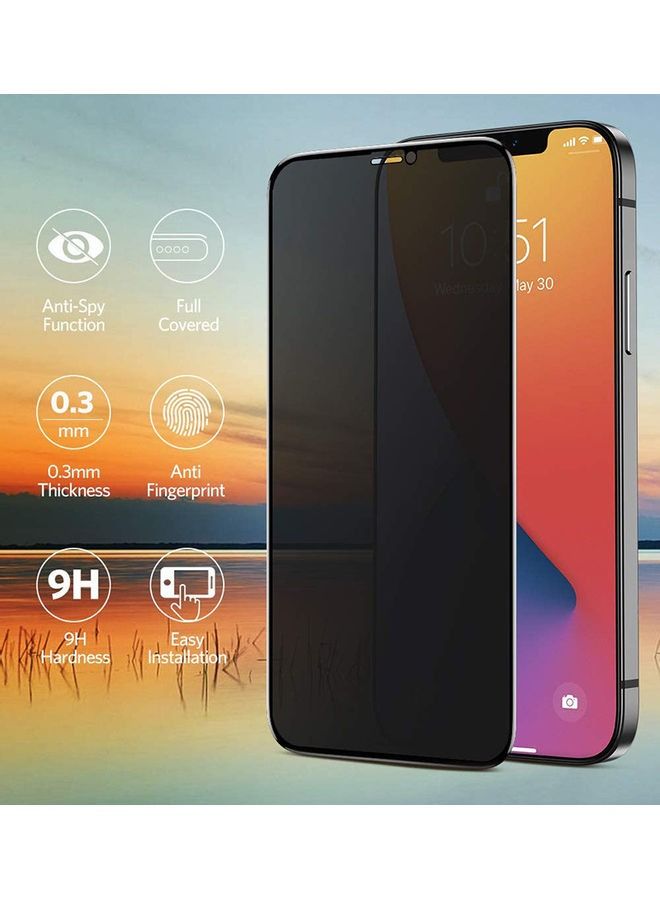 Privacy Full Screen Tempered Glass Screen Protector For Apple iPhone 12 Pro Black - Image 3