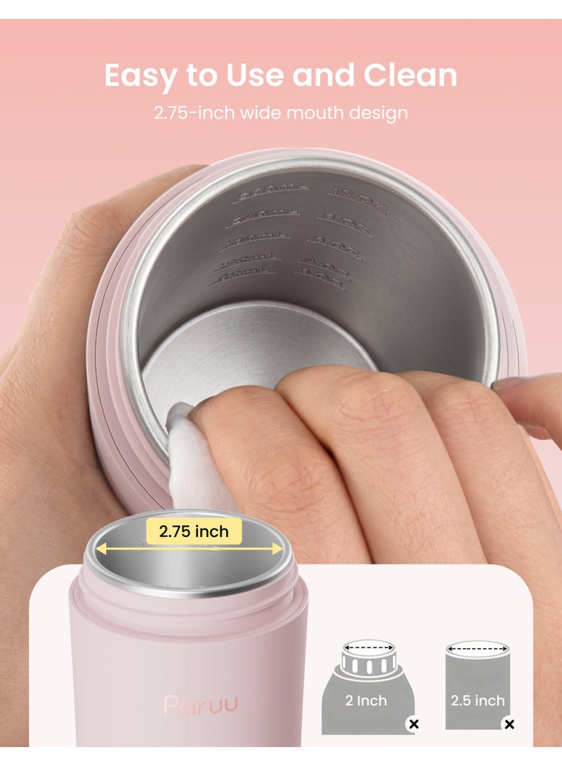 Paruu Portable Bottle Warmer for Travel, Easy-Clean Wide Mouth, Portable Milk Warmer with Fast Heating for Night Feeding, 7-Temp Control, Large 12oz - Image 3