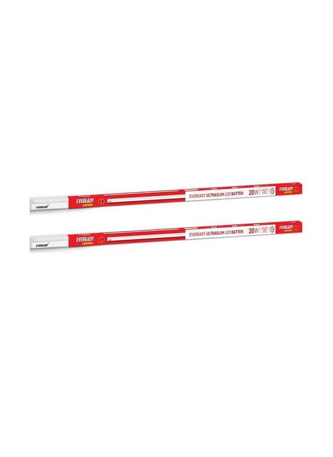 Eveready Eveready 20W LED Batten | Ultraslim | Highly Efficient | 100lm/W | Fire Retardant PC Body | Lasts Upto 25000 Hours | Pack of 2 | 4kV Surge Protection | BIS Approved | White, Cool Day Light  - Image 1