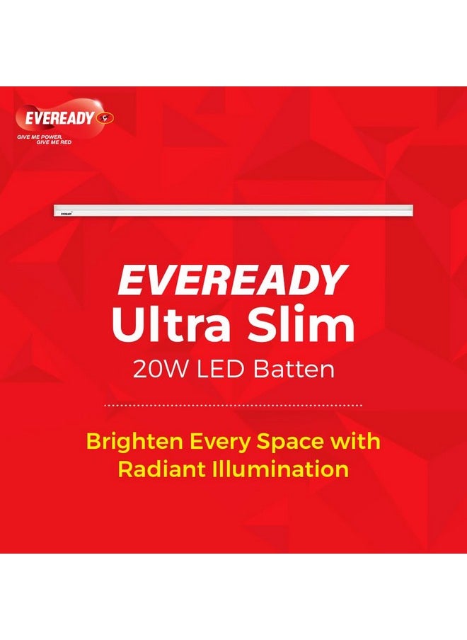 Eveready Eveready 20W LED Batten | Ultraslim | Highly Efficient | 100lm/W | Fire Retardant PC Body | Lasts Upto 25000 Hours | Pack of 2 | 4kV Surge Protection | BIS Approved | White, Cool Day Light  - Image 2