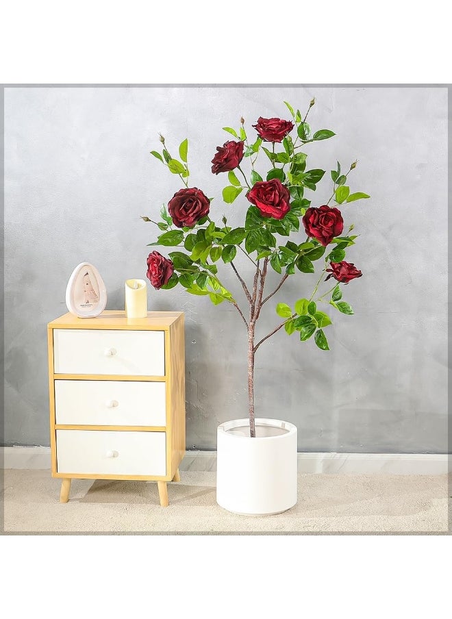 Yatai - YATAI DECOR Nearly Natural Artificial Rose Plant 1.3 Meters High Rose Tree Fake Plant with Plastic Pot & Moss Grass for Home Garden Decoration - Image 1