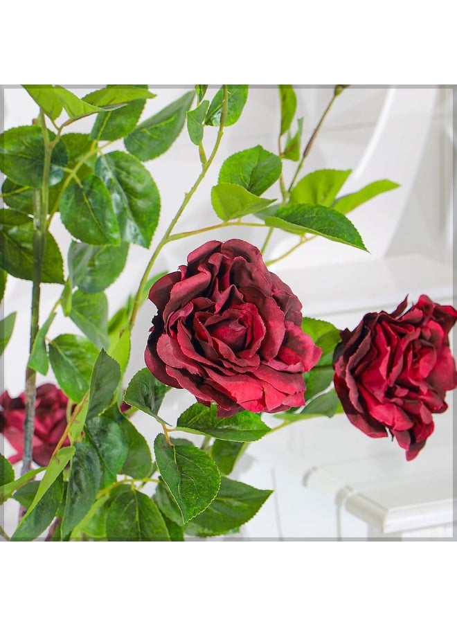Yatai - YATAI DECOR Nearly Natural Artificial Rose Plant 1.3 Meters High Rose Tree Fake Plant with Plastic Pot & Moss Grass for Home Garden Decoration - Image 1