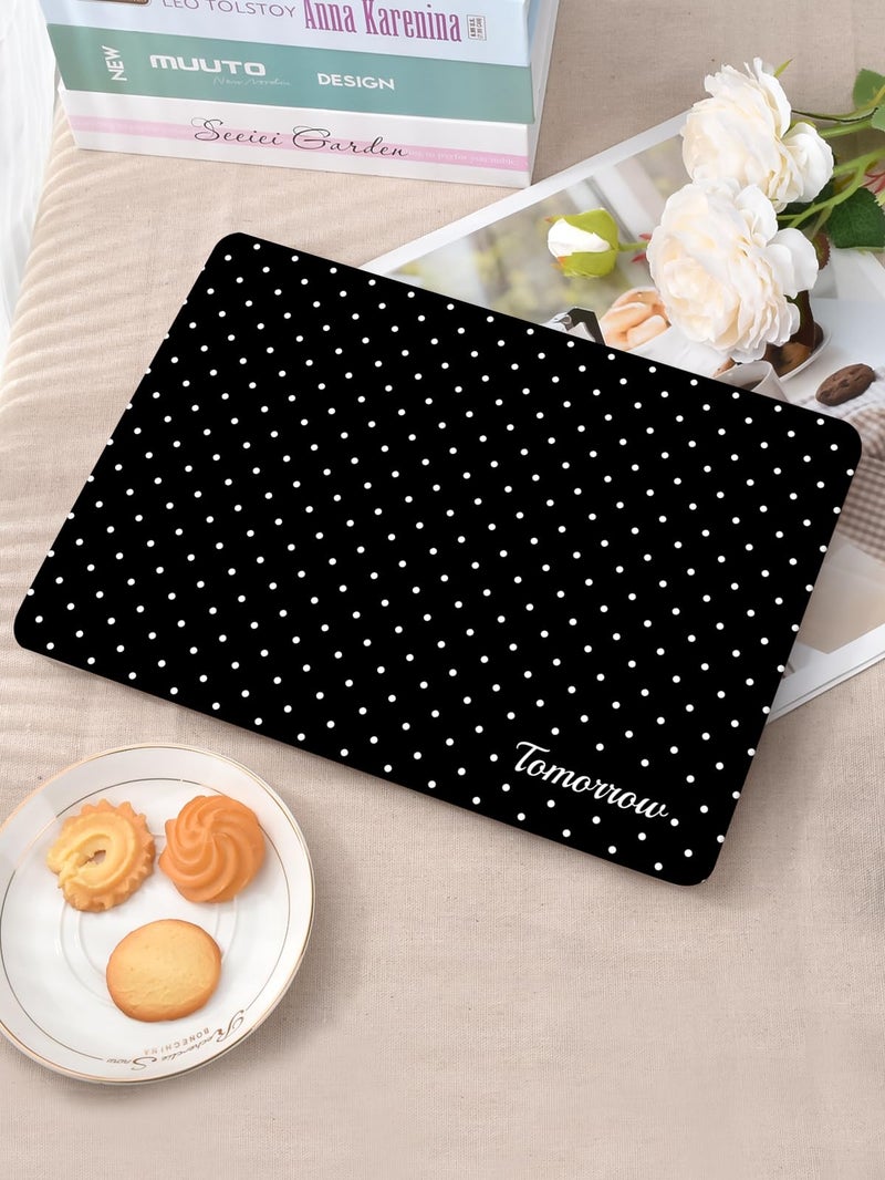 Seorsok Compatible with MacBook Air 13 Inch Case 2022 2021 2020-2018 Release A1932 A2179 M1 A2337 Touch ID,Premium Cream Textured White Polka Dot Plastic Hard Shell Case with Keyboard Cover,Black - Image 2