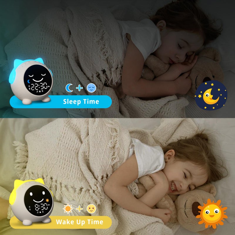 MRSCOZ Kids Alarm Clock for Sleep Training,Sleep Trainer,Ok to Wake Clock,Cute Cat Alarm Clock for Girls Boys Toddler with 10 Night Lights,9 Music Sounds, Auto-Off Timer,Cream White - Image 4