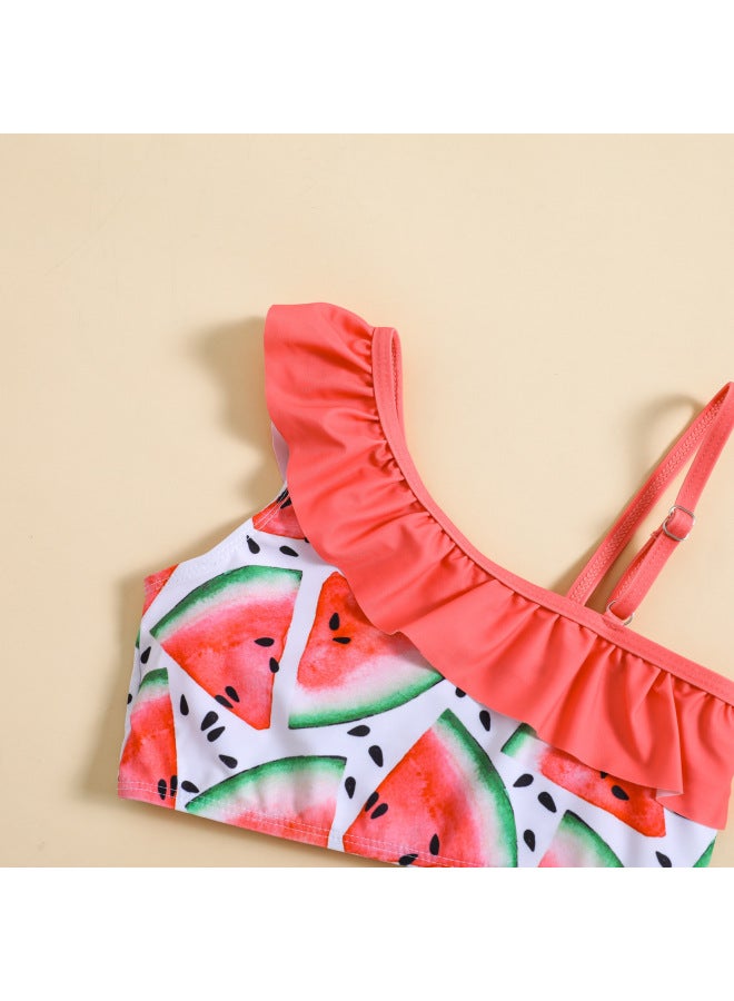 إسكدنيا الفتيات حزام الكتف بي سبليت قطعتين البدلة الفتيات لطيف ملابس السباحة بالجملة-اللون: البطيخ الأحمر- - Image 3