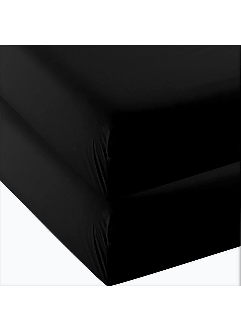 4U'LIFE 4U'LIFE 2-Pack Fitted Sheets Prime 1800 Series  Ultra Soft & Comfortable  Double Brushed Microfiber (Black  2-Pack King)  - Image 1