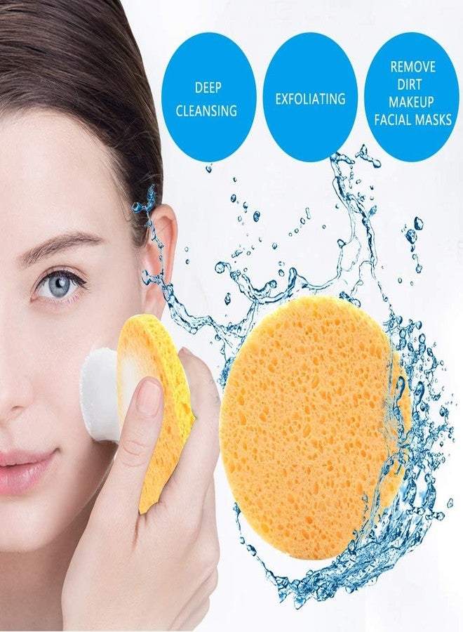 12Pcs Large Facial Sponges Reusable Natural Face Sponges Cleansing Puff Mask Make Up Remover Sponge Pads Cellulose Sponge Face Wash Reusable Round Face for Facial Cleaning SPA - Image 4