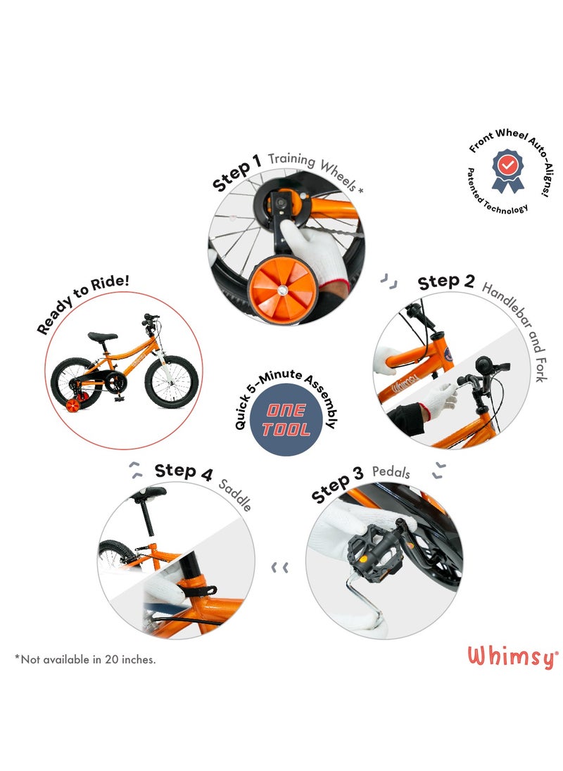 Whimsy Whimsy - Classic 12" Kids Bike  2-Minute Assembly, Handbrake, Child-Friendly Cycle, Adjustable Saddle - Orange  - Image 4