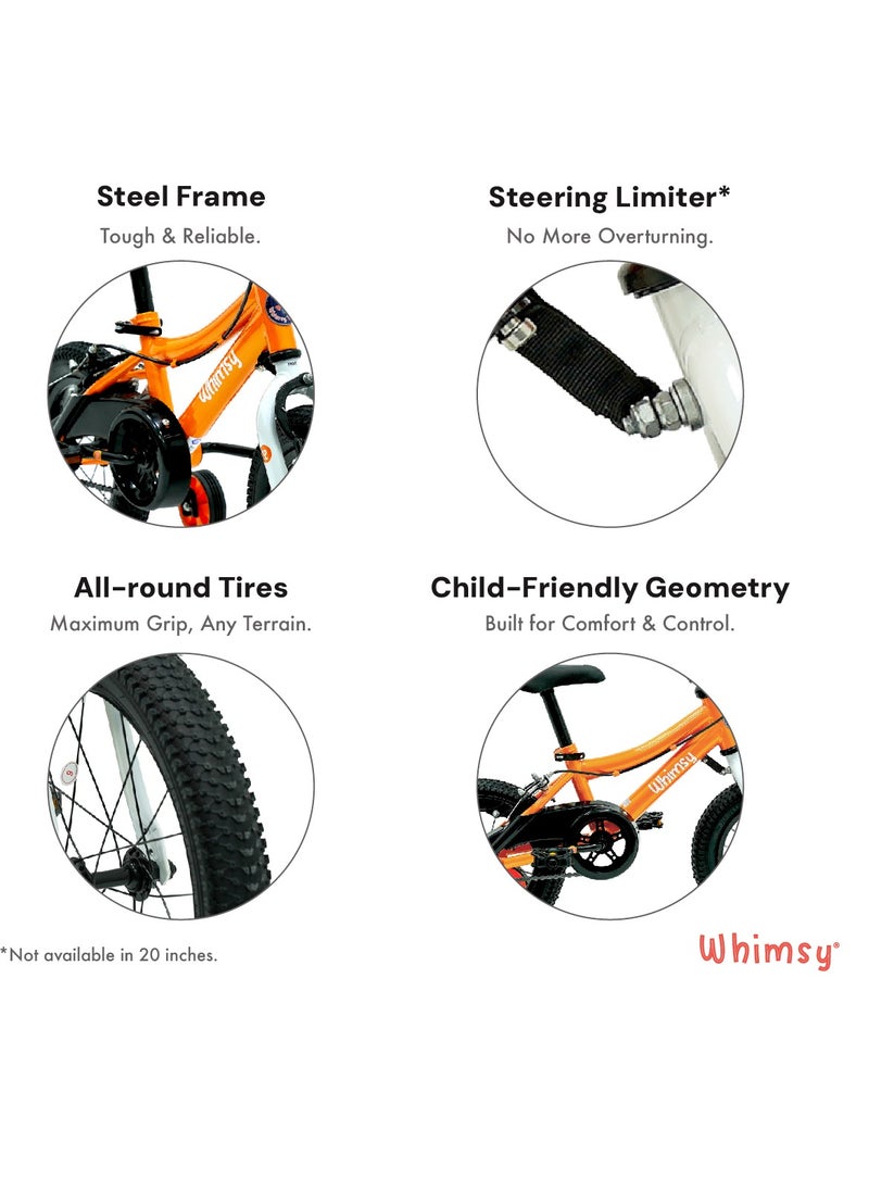 Whimsy Whimsy - Classic 12" Kids Bike  2-Minute Assembly, Handbrake, Child-Friendly Cycle, Adjustable Saddle - Orange  - Image 3