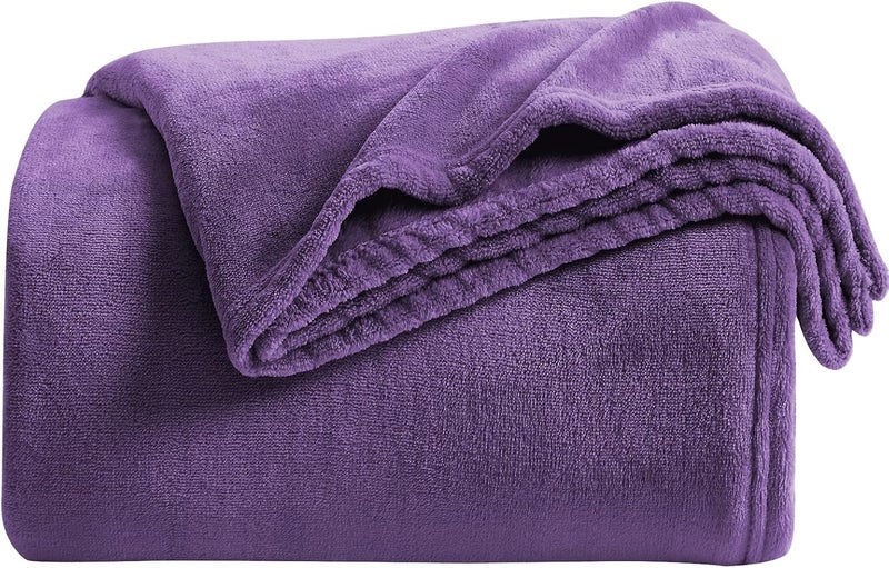 KMUSET Super Soft Throw Blanket Premium Silky Flannel Fleece Throw Size Purple Microfiber Lightweight Blanket All Season Use - Image 1