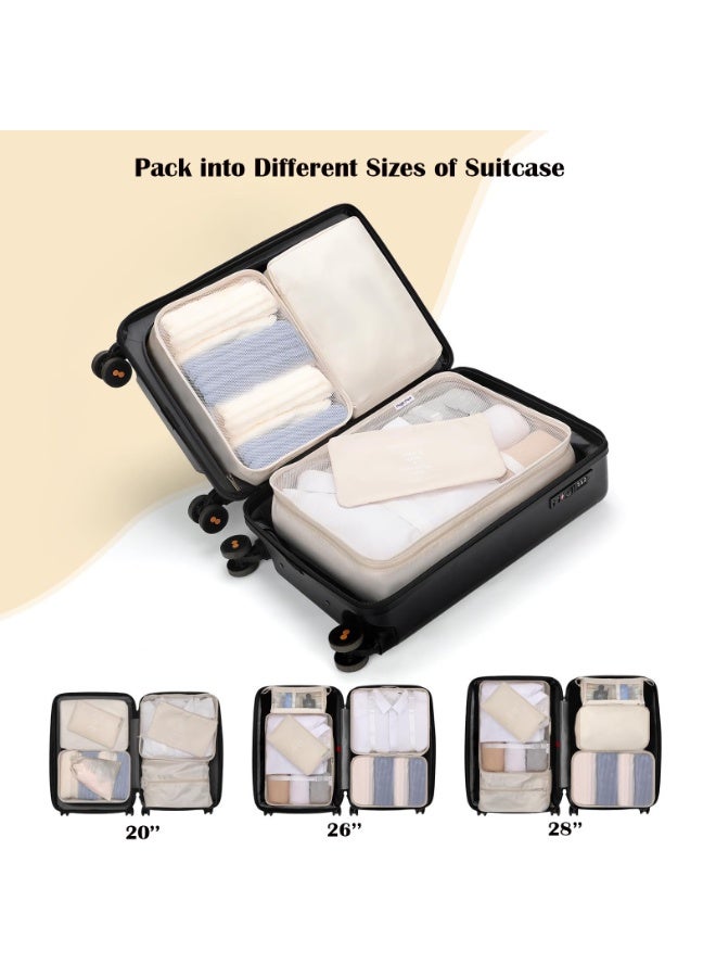 Eowhitu Travel Packing Organizers Set 8 Pieces,Waterproof Travel Bags for Suitcase, Packing Cubes for Storage Luggage, Bra, Underwear and Shoes Pouches 8 Packs-Beign - Image 2