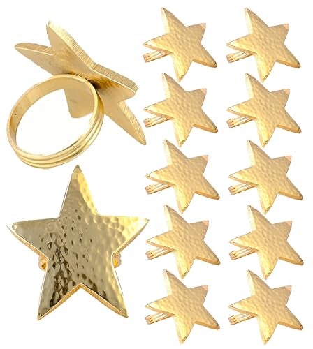 Alpha Living Home Alpha Living Home Napkin Rings Set of 12 Star Napkin Holders Metal Napkin Rings Bulk for Party Decoration Dinning Table Everyday Family Gatherings  A Great Tabletop Dcor  Gold 