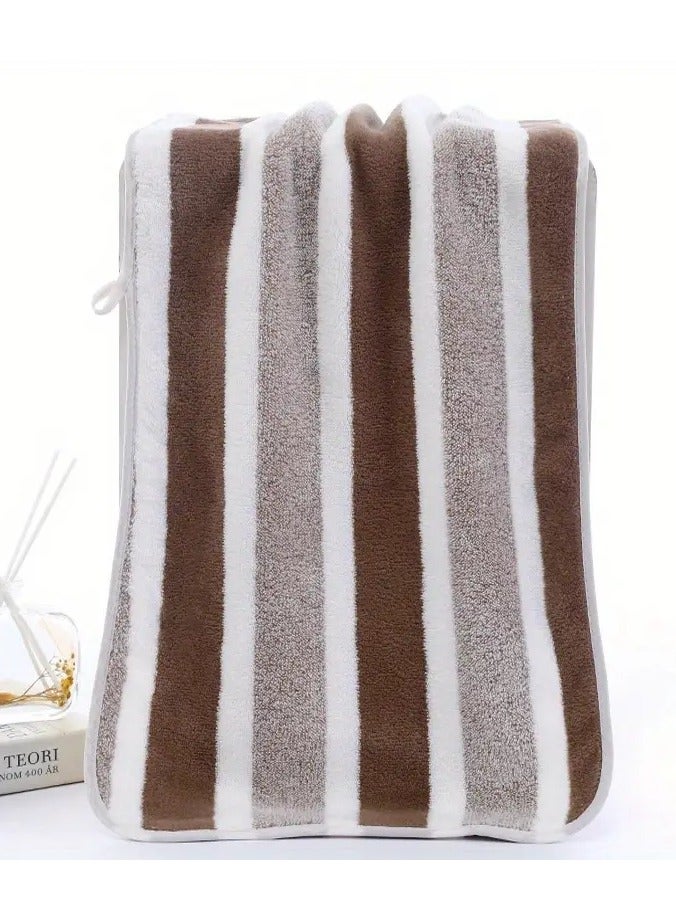 Rozino Plush Towel Set  Ultra-Absorbent, Quick-Dry, Striped Bath and Hand Towel Combo for Bathroom - Image 2