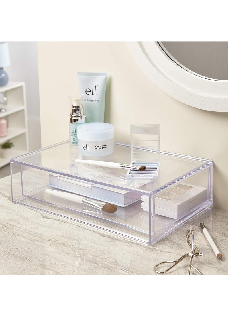 SYOSI Makeup Clear Storage Box Stackable Clear Plastic Organizer Drawer Organize Eyeshadow Palettes Cosmetics and Beauty Supplies on a Vanity Convenient to Organize Toys School Office Supplies - Image 3