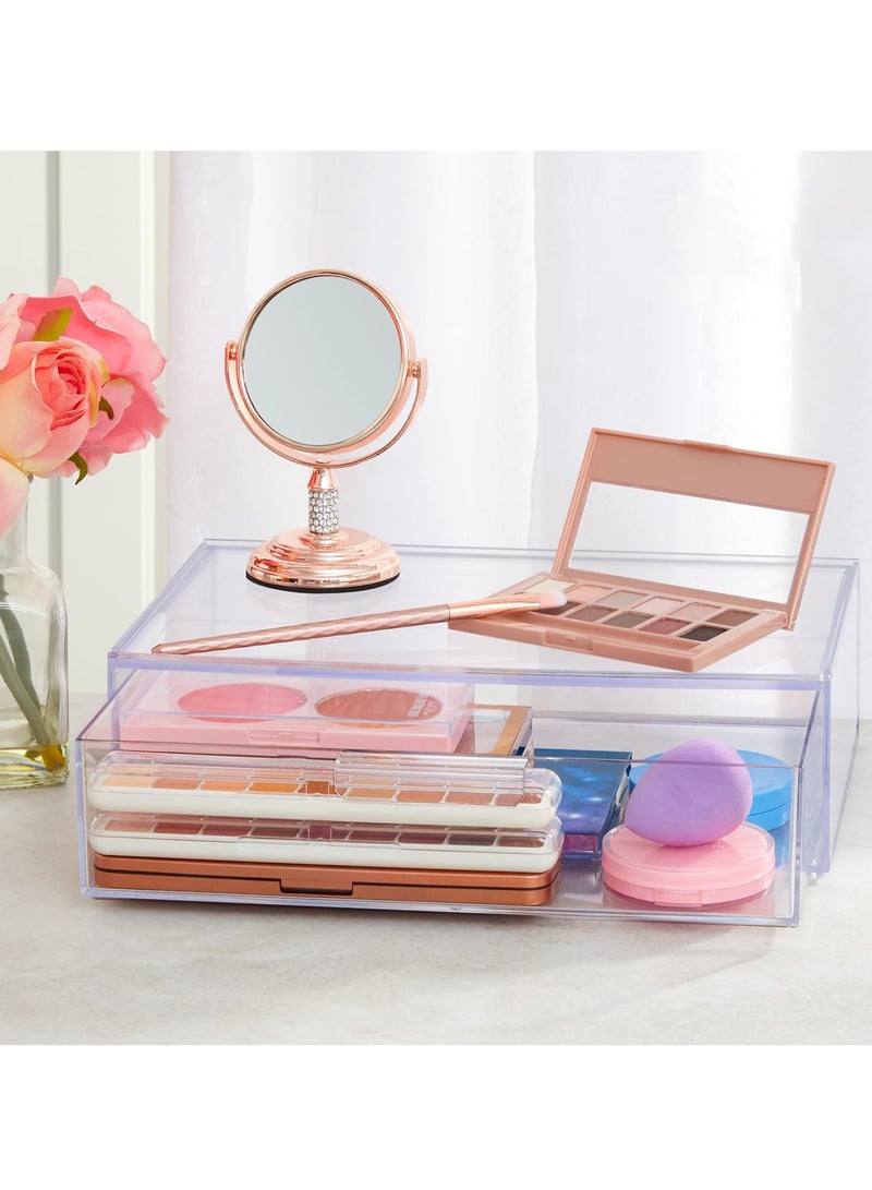 SYOSI Makeup Clear Storage Box Stackable Clear Plastic Organizer Drawer Organize Eyeshadow Palettes Cosmetics and Beauty Supplies on a Vanity Convenient to Organize Toys School Office Supplies - Image 2