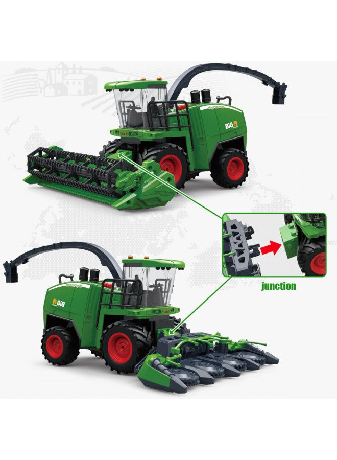 fisca Remote Control Harvester Tractor with 2 Grian Combine Heads, RC Farm Tractor Truck 2.4Ghz Farm Vehicle Toy with Light and Spray for Kids - Image 4