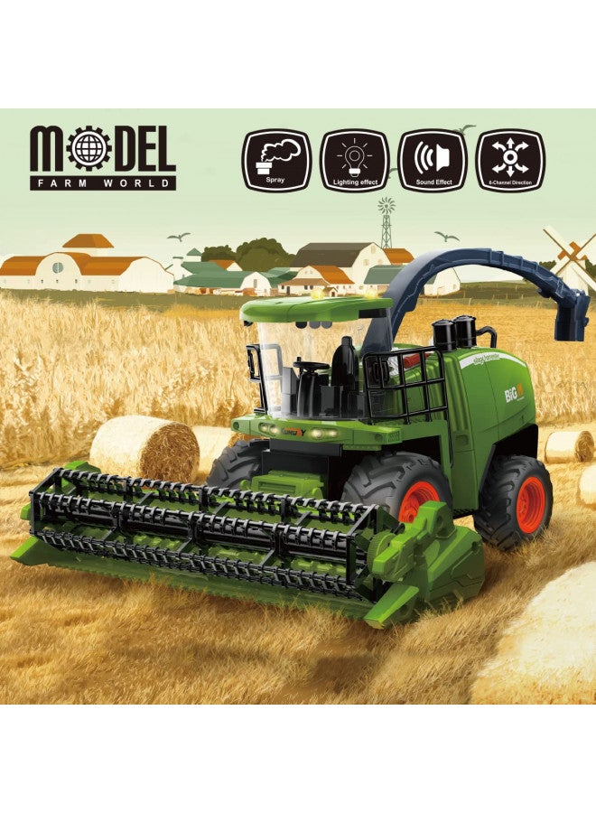 fisca Remote Control Harvester Tractor with 2 Grian Combine Heads, RC Farm Tractor Truck 2.4Ghz Farm Vehicle Toy with Light and Spray for Kids - Image 3