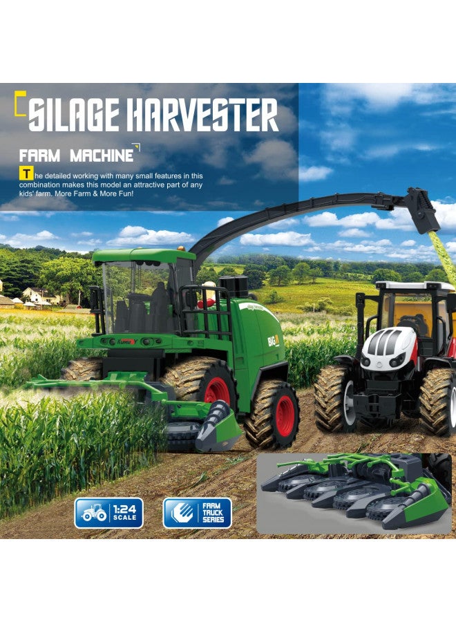 fisca Remote Control Harvester Tractor with 2 Grian Combine Heads, RC Farm Tractor Truck 2.4Ghz Farm Vehicle Toy with Light and Spray for Kids - Image 2