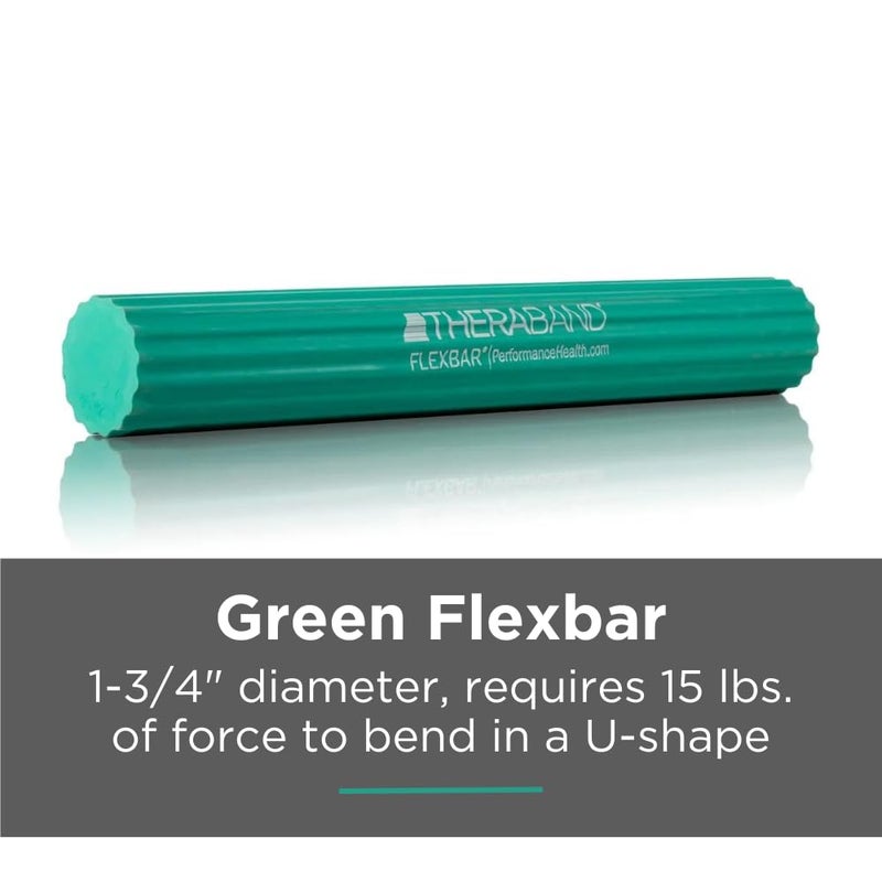 THERABAND FlexBar, Tennis Elbow Therapy Bar, Relieve Tendonitis Pain & Improve Grip Strength, Resistance Bar for Golfers Elbow & Tendinitis, Green, Medium, Intermediate - Image 4