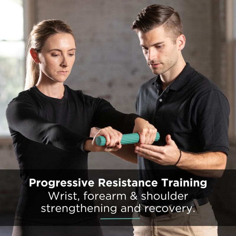 THERABAND FlexBar, Tennis Elbow Therapy Bar, Relieve Tendonitis Pain & Improve Grip Strength, Resistance Bar for Golfers Elbow & Tendinitis, Green, Medium, Intermediate - Image 3