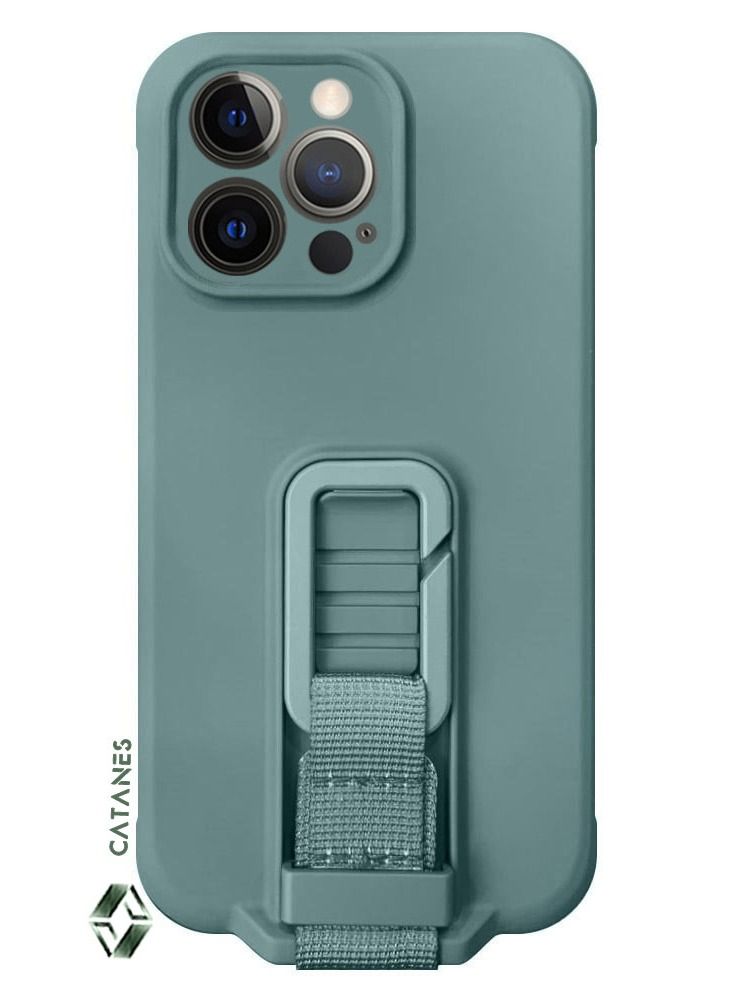 CATANES 2 Pack For iPhone 13 Pro Case Cover And Screen Protector With Strap And Adjustable Grip Case Green - Image 3
