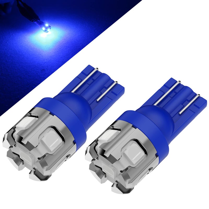 PHINLION 194 LED Light Bulb Blue Super Bright 168 2825 W5W T10 Wedge 6-SMD 3030 Chipsets LED Replacement Bulbs for Car Interior Map Dome Parking Door Courtesy License Plate Lights - Image 1