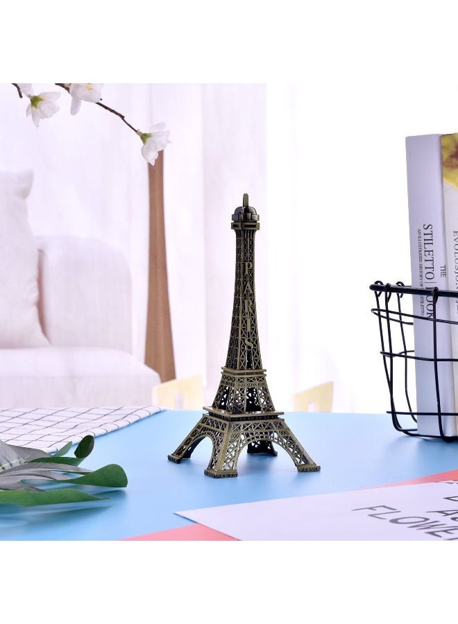 ESHATO Bronze Metal Eiffel Tower Statue, 7inch Decorative Figurine Replica Stand Holder for Cake Topper Table Decor Gift Party Home Decoration - Image 4