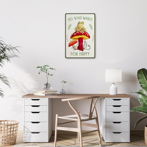 CrazySign Funny Frog Mushroom Decor Metal Sign: Cute Cottagecore & Forest Decor for Bathroom, Kitchen, Bedroom, and Home, 12 x 8 Inch (247) - Image 4
