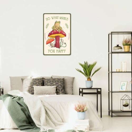 CrazySign Funny Frog Mushroom Decor Metal Sign: Cute Cottagecore & Forest Decor for Bathroom, Kitchen, Bedroom, and Home, 12 x 8 Inch (247) - Image 5