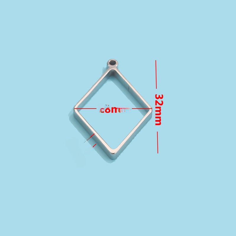 Stainless Steel Polished Geometry Pendant DIY Frame Rhomboid [single about 2.4g]] 