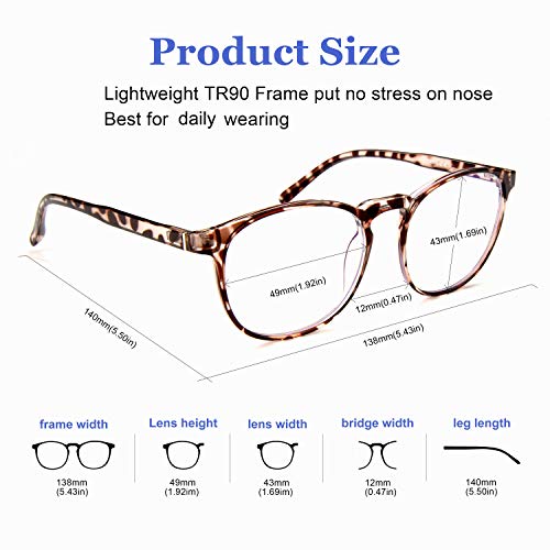 FEIYOLD Blue Light Blocking Glasses Women/Men,Retro Round Anti Eyestrain Computer Gaming Glasses(2Pack) - Image 5