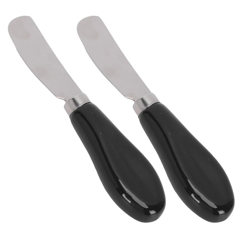 Black Ceramic Handle Butter Knives 2 Pack Stainless Steel Spreaders For Jam Cheese And Family Meals - Image 3