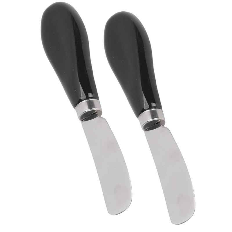 Black Ceramic Handle Butter Knives 2 Pack Stainless Steel Spreaders For Jam Cheese And Family Meals - Image 4